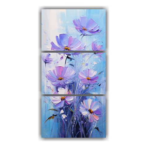 Cuadro De Flores Morado Y Azul Pintura En Lienzo Moderna Decocuadros