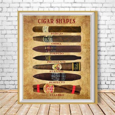 Cigar Art Cigar Shapes Chart Cigar Poster Tobacco Print Etsy