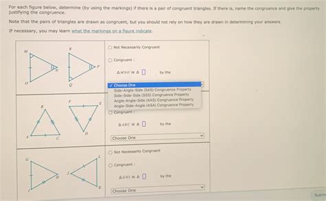 Solved For Each Figure Below Determine By Using The Markings If There Is A Pair Of Congruent