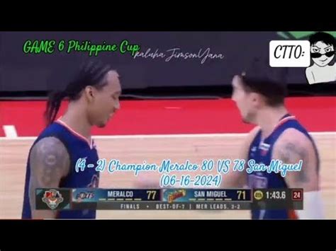 Champion Meralco Bolt Vs San Miguel Pba Philippine Cup Youtube