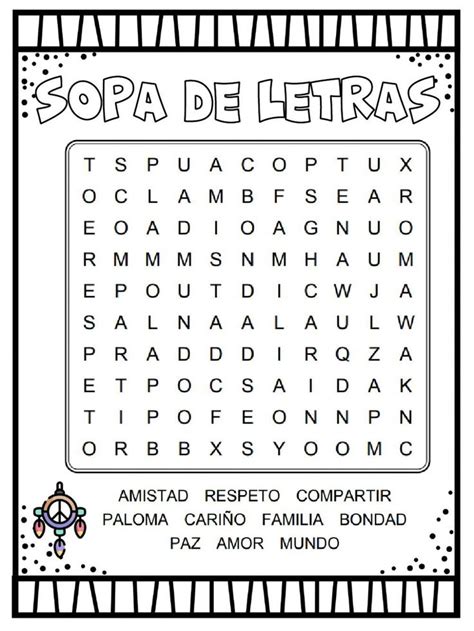 Ejercicio De Sopa De Letras Valores Sopas De Letras Para Imprimir