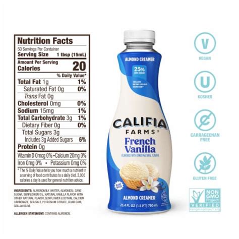 Califia Farms French Vanilla Almond Milk Coffee Creamer Fl Oz