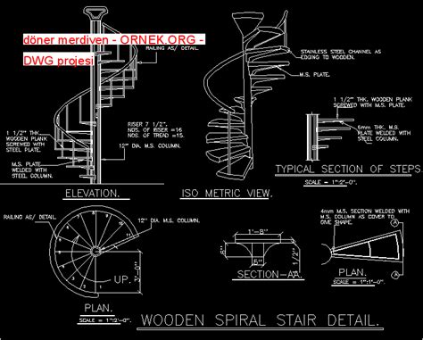 Proje Sitesi D Ner Merdiven Autocad Projesi