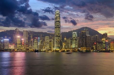 Wallpaper Sunlight Lights Ship Sunset Sea City Cityscape Hong Kong Night Architecture