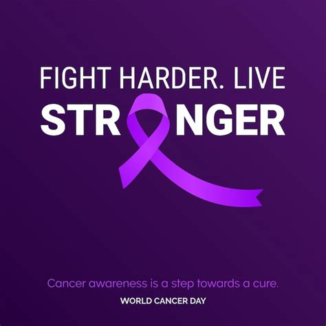 Premium Vector Fight Harder Live Stronger Ribbon Typography Cancer Awareness Is A Step Towards