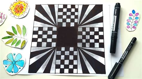 How To Draw Easy Op Art Tunnel Optical Illusion Art Drawing Ideas Whe