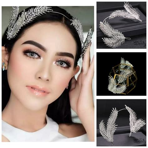 Jual Amara Headpiece Mahkota Mutiara Putih Silver Aksesoris Kepala