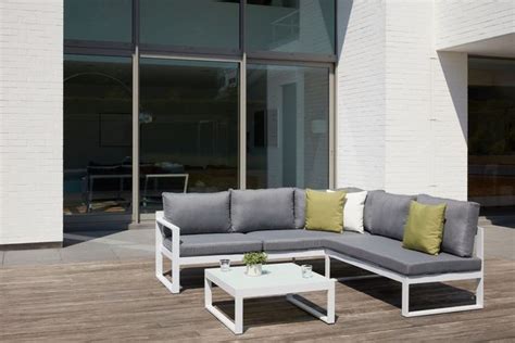 Caldela Loungeset Voor 4 Personen In Wit Aluminium Met Loungekussens En