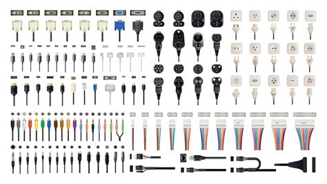 Collection of Connectors and Cables and Plugs 10559698 Vector Art at ...