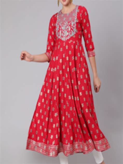 Buy Gulmohar Jaipur Women Coral Ethnic Motifs Printed Flared Sleeves