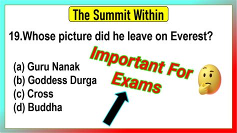 Th Class English Chapter The Summit Within Mcqs Summit Within