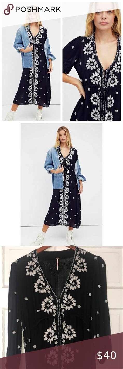 Free People Embroidered Wild Fable MIdi Dress Midi Dress Dress Es