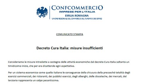 Decreto Cura Italia Misure Insufficienti Confcommercio Emilia Romagna