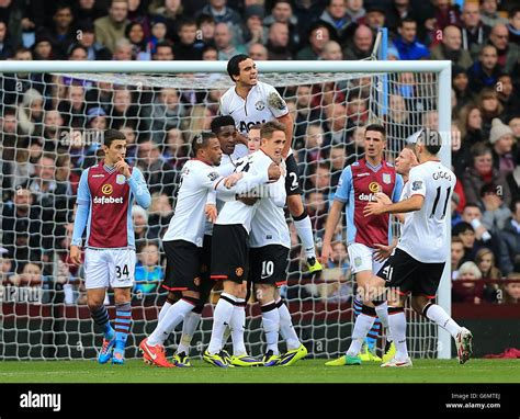 Manchester United S Danny Welbeck Centre Left Celebrates Scoring His