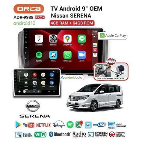 Jual Head Unit TV Android 9 Inch PRO DVR Nissan Serena C26 ORCA 4 64G