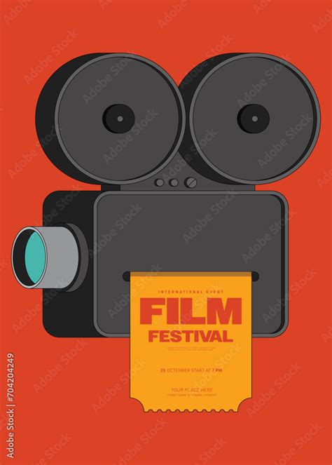 Movie And Film Festival Poster Template Design Background With Vintage