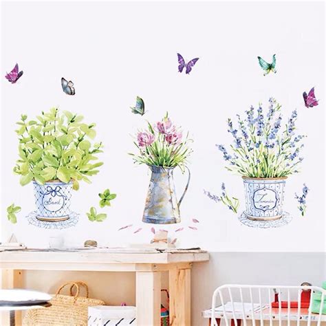 Ingemaakte Bloem Muurstickers Home Decor Lavendel Grandado