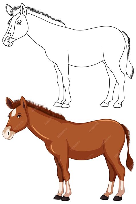 Dibujos Animados De Caballo Marrón Vector Premium