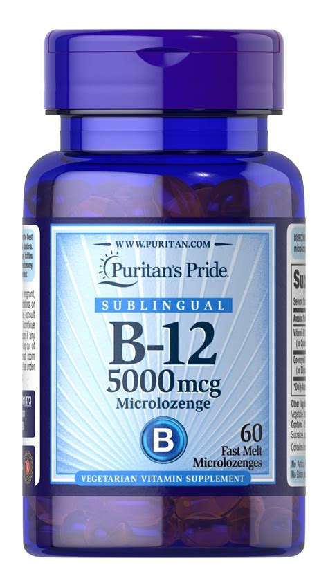 Vitamin B 12 5000 Mcg Sublingual 60 Microlozenges 1473 Puritan S Pride