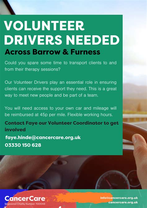 Volunteer Drivers Needed Cancercare