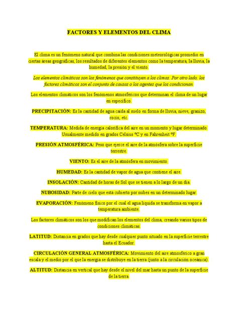 Factores y Elementos Del Clima | PDF | Clima | Tierra 