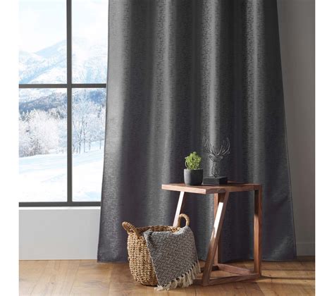 Rideaux À Oeillets Isolant Jacquard Anthracite 140x260 Rideau BUT