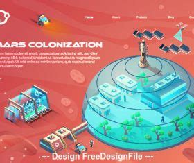 Mars colonization illustration vector free download