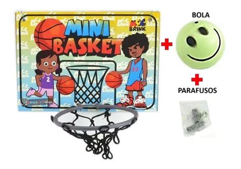 Kit Mini Basquete Jogo C Tabela Cesta Bola P Porta Parede