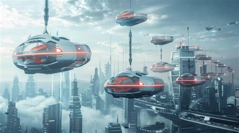 Premium Photo Futuristic Cityscape With Flying Vehicles A Futuristic