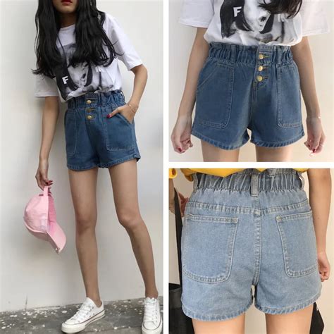 2017 High Waist Elastic Demin Trousers Fashion Women Denim Shorts