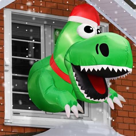 TURNMEON 3 5 Ft Christmas Inflatable Outdoor Decoration Santa Dinosaur