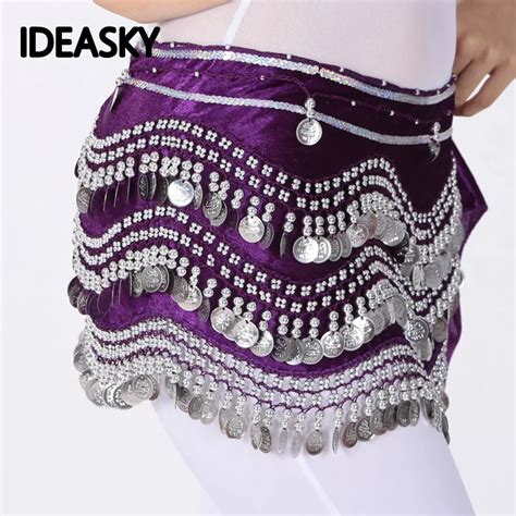 Womens Gypsy Silver Beaded Sequin Egyptian Belly Dance Hip Scarf Wrap