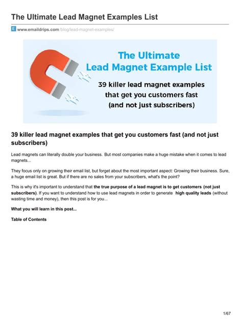 The Ultimate Lead Magnet Examples List PDF | PDF | Social Media | Popular Culture & Media Studies