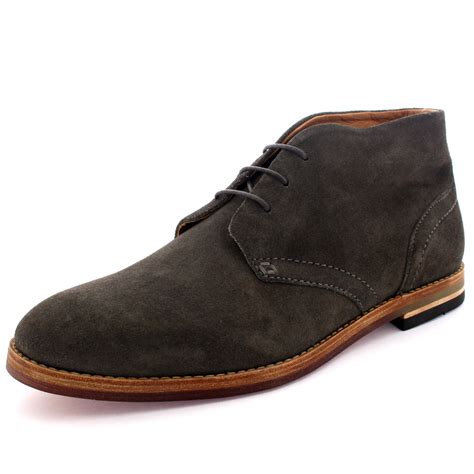 Mens H By Hudson Houghton 3 Leather Suede Work Smart Chukka Boots Shoes ...