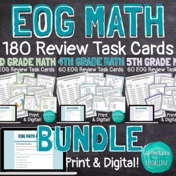 End Of Grade Math Review Task Cards Bundle For Rd Th Th Eog Prep In