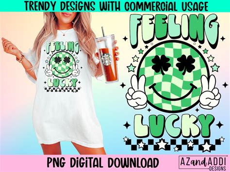 Feeling Lucky Png Retro St Patricks Day Smiley Face Etsy