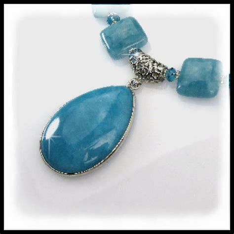 2144 Aquamarine Birthstone Necklace With Pendant, Aqua Necklaces ...