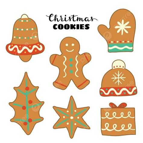 Set Of Doodle Christmas Cookies Holiday Gingerbread Fudge Vector