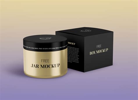 Free Rounded Cosmetic Jar Package Box Mockup Set Package Mockups