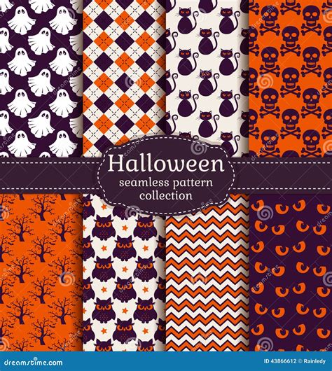 Halloween Seamless Patterns Vector Set Stock Vector Image 43866612