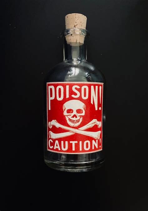 Poison Bottle Vintage Skull And Crossbones Poisoncaution Label Very Rare Etsy