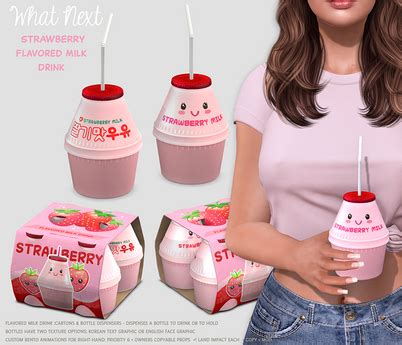 Second Life Marketplace - {wn} Strawberry Flavored Milk Drinks (boxed)