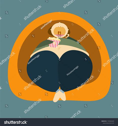 Cartoon Character Fat Girl Sitting On Stock Vector Royalty Free