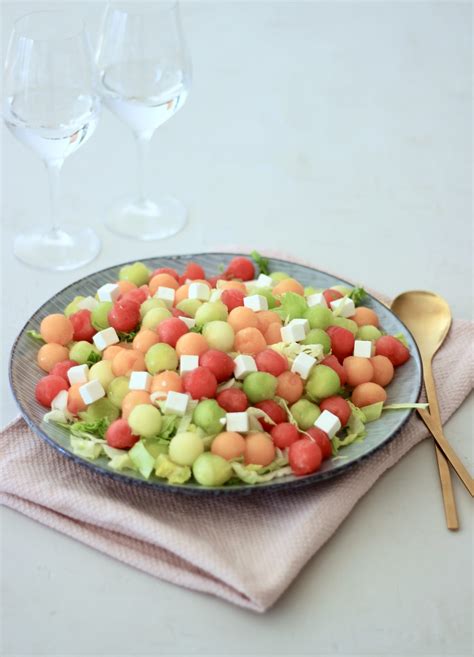 Melonsalat Sommer Salat Med Tre Slags Meloner