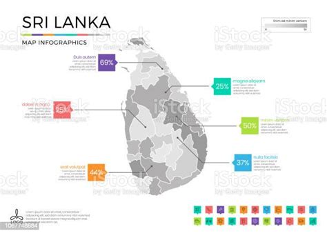 Sri Lanka Map Infographics With Editable Separated Layers Zones Elements And District Area In