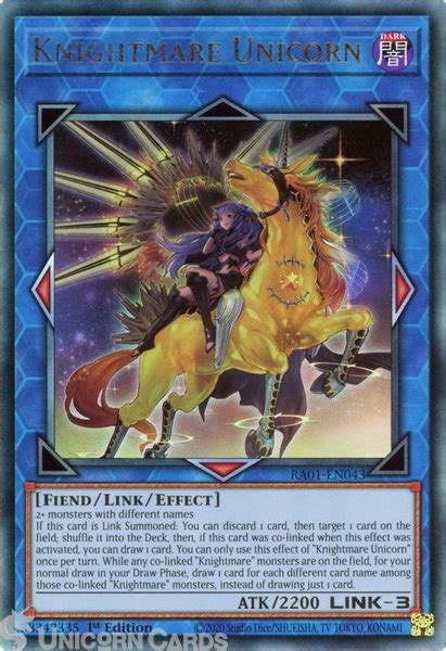 Ra01 En043 Knightmare Unicorn Alt Art Ultimate Rare 1st Edition