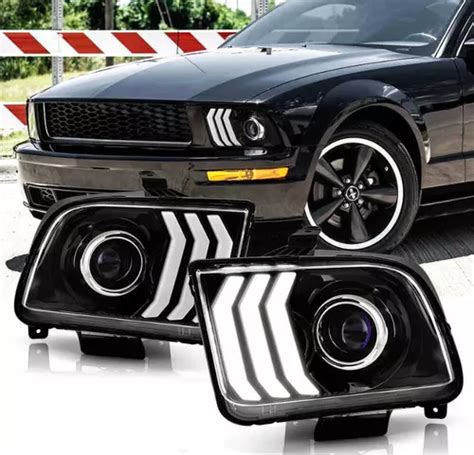 Faros Ford Mustang Lupa Led Drl Meses Sin