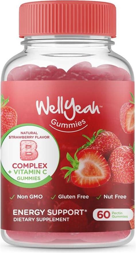 Wellyeah Vitamin B Complex Gummies With Vitamin C Niacin Vitamin B6 Folic Acid Vitamin B12