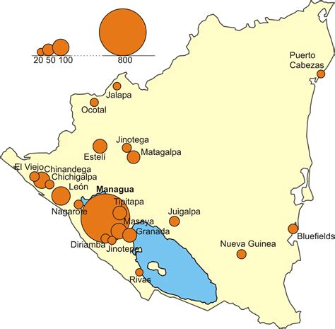 Nicaragua Cities Over 20th Map • Mapsof.net