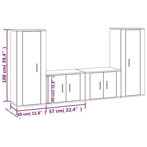 L2269 Pwshymi Ensemble de meubles TV 4 pcs Blanc Bois d ingénierie